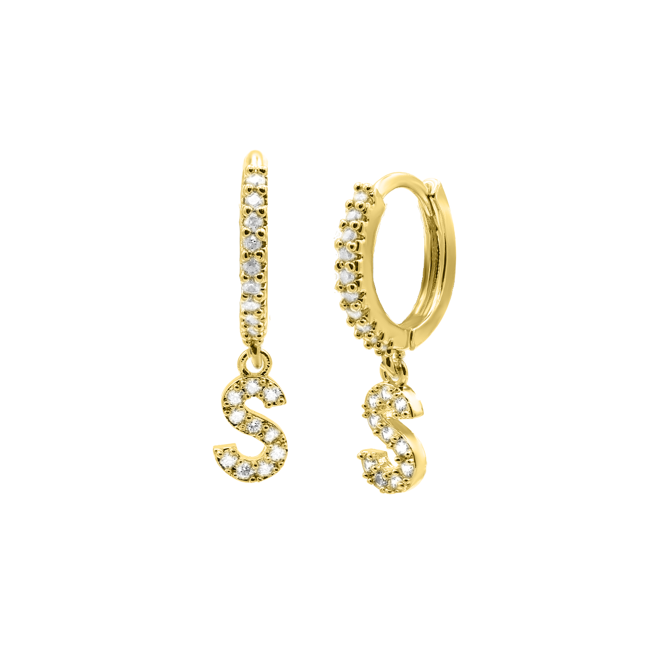 Shiny Letter earrings 18K gold-plated