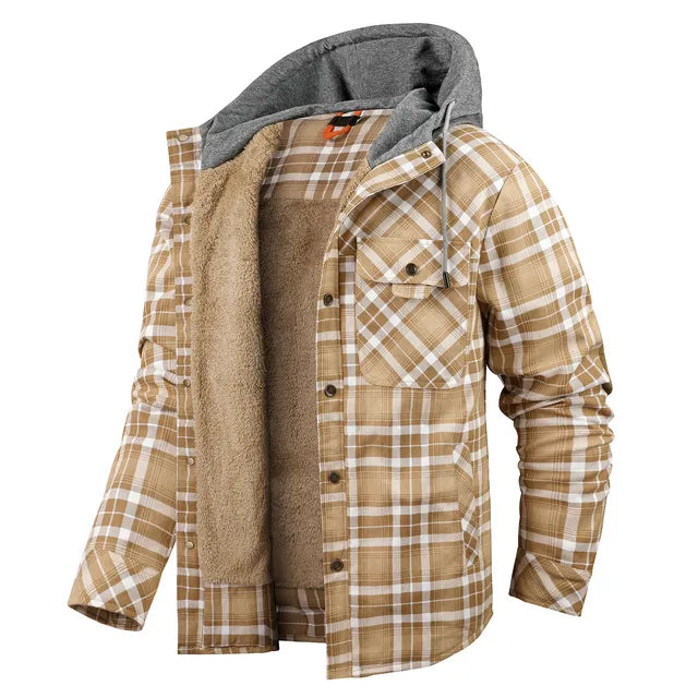 Men's Checked Hooded Flannel Overshirt - Lewis