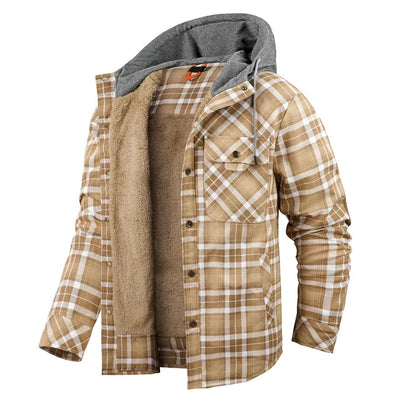 Men's Checked Hooded Flannel Overshirt - Lewis