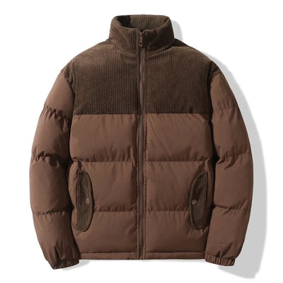 Unisex quilted jacket with corduroy details - Aiden
