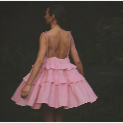 Reverie - Women's Multi-layer Ruffled Spaghetti Straps Dress