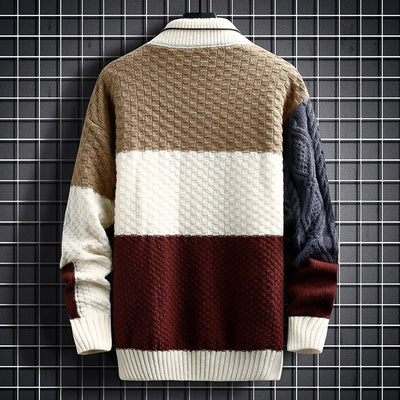 Pullover - Men - Color Block Knit - Textured Pattern - Matteo