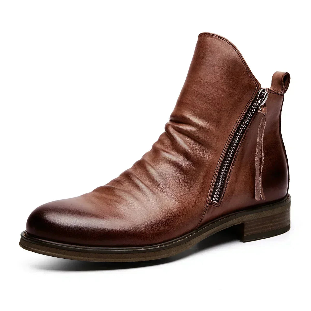 Men's leather ankle boots with side zipper - Alex