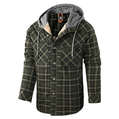 Men's Checked Hooded Flannel Overshirt - Lewis