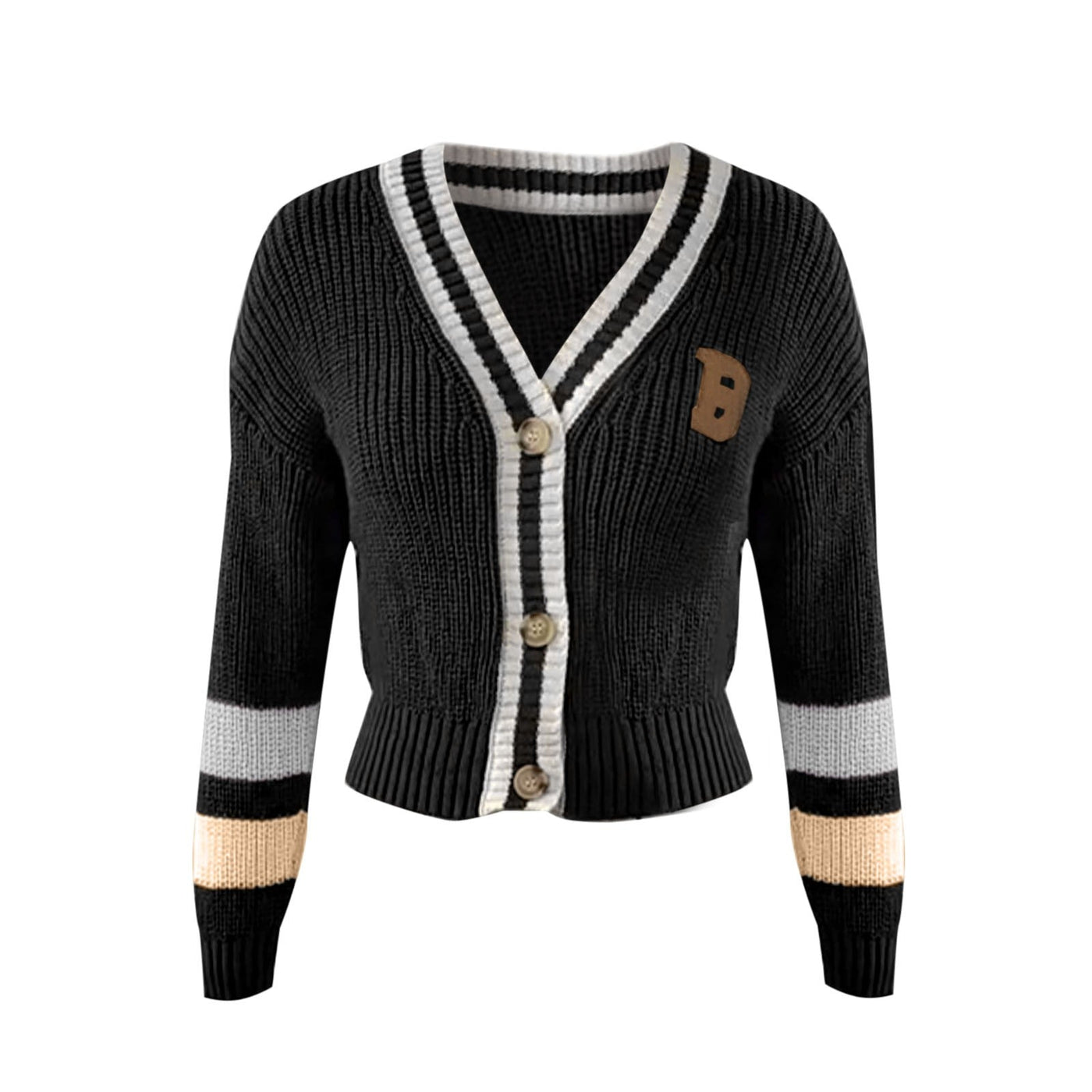 Women's Striped Knit Button Cardigan - Clémence