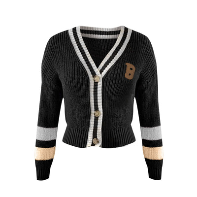 Women's Striped Knit Button Cardigan - Clémence