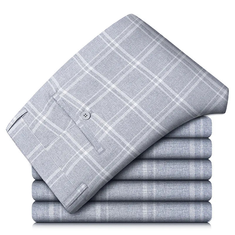 Elegant checked stretch trousers for men