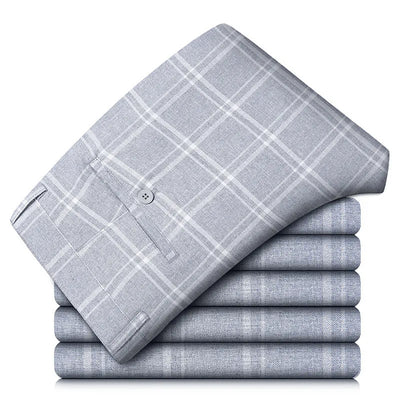 Elegant checked stretch trousers for men