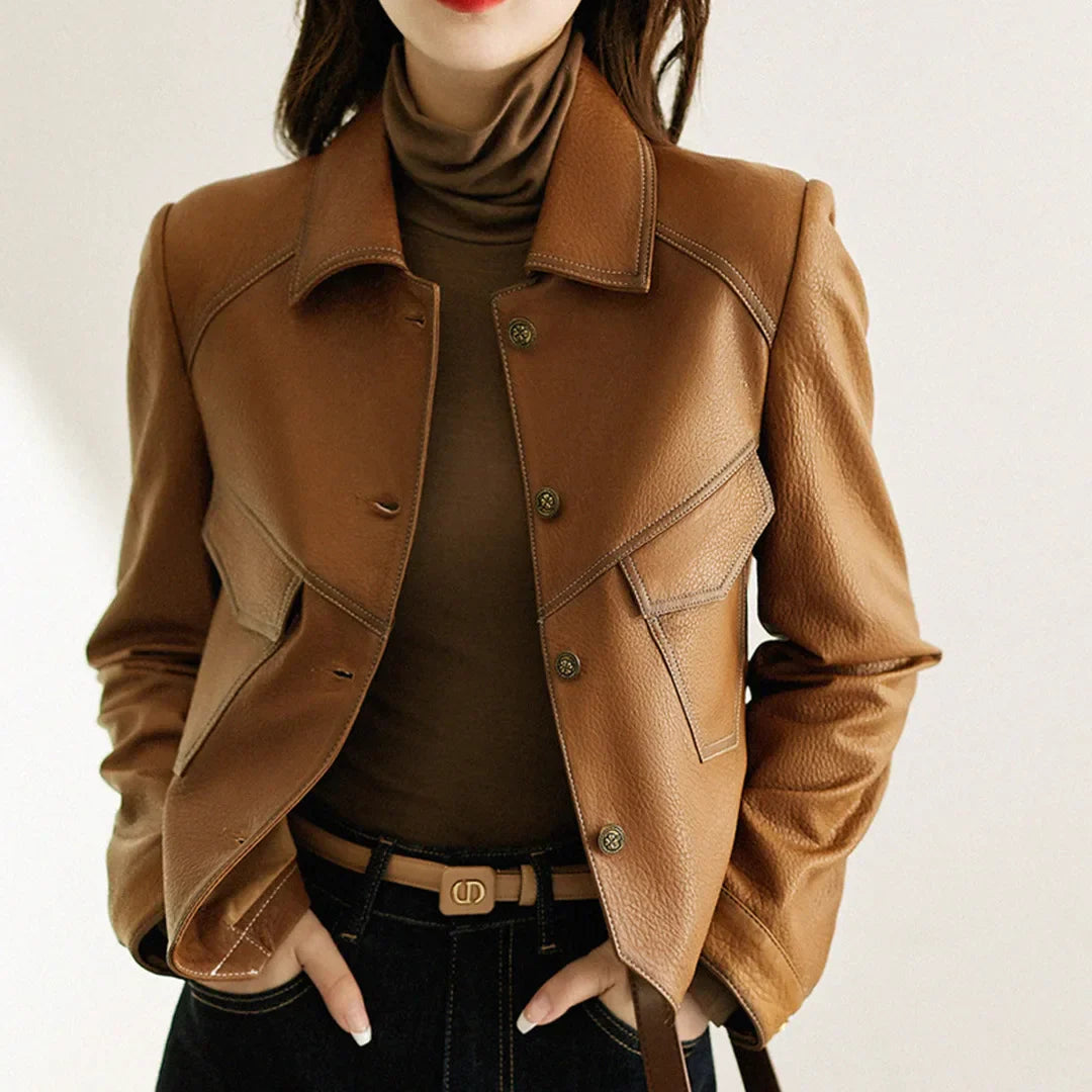 Elegant leather jacket - Silvana