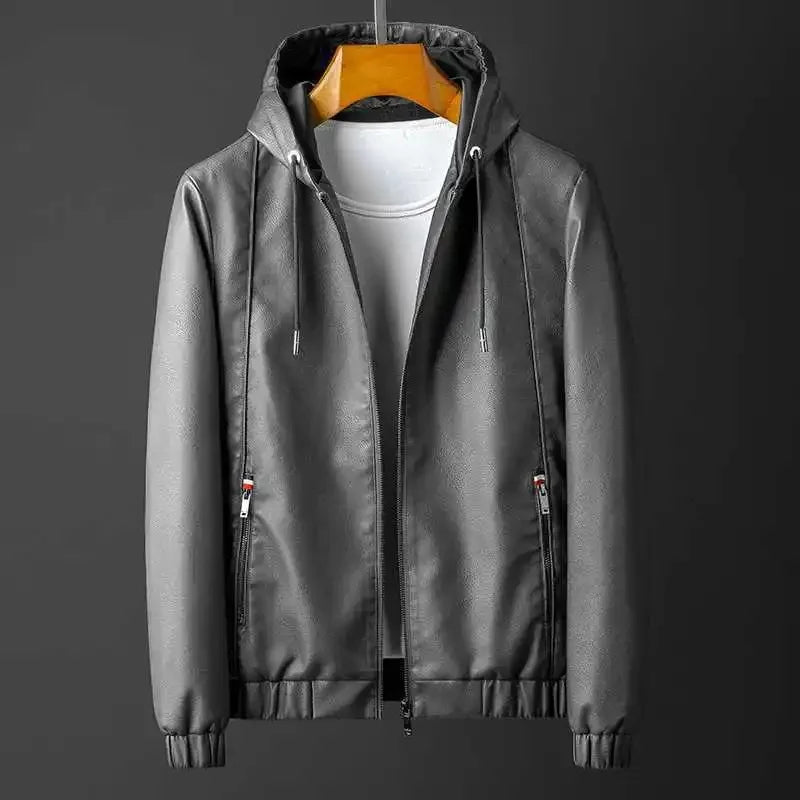 Leather jacket with hood - Aurelio