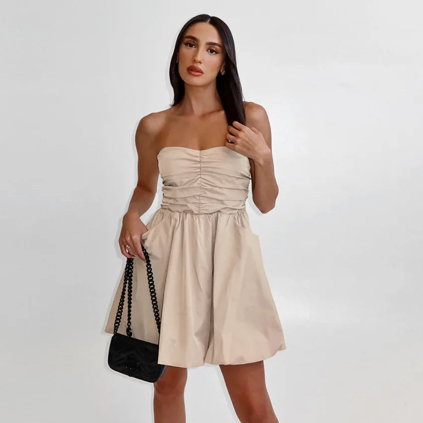 Izabel - Strapless mini dress with pockets