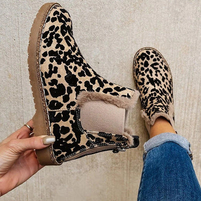 Elaine - Ladies Chelsea ankle boots with leopard print