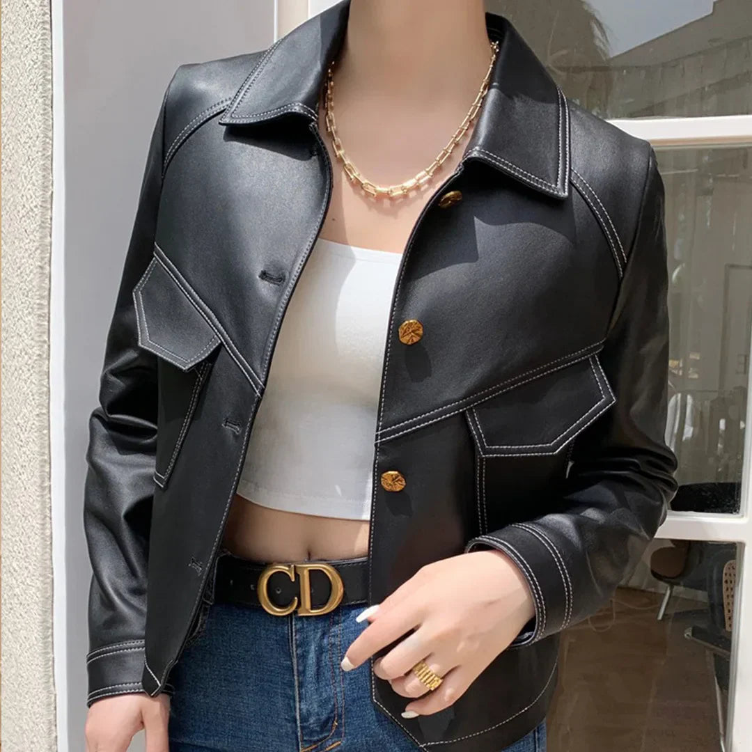 Elegant leather jacket - Silvana