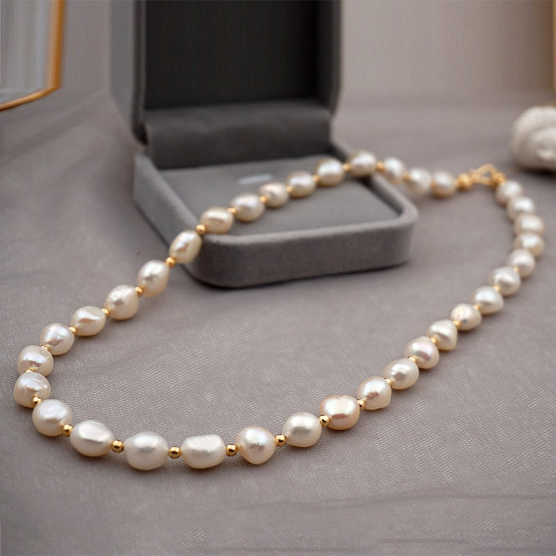 Calienne freshwater pearl necklace with charm