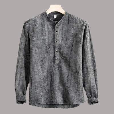 Men's Long Sleeve Cotton Henley Shirt - Elias