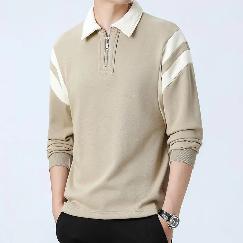 Spliced sweater with half zipper - Eloy