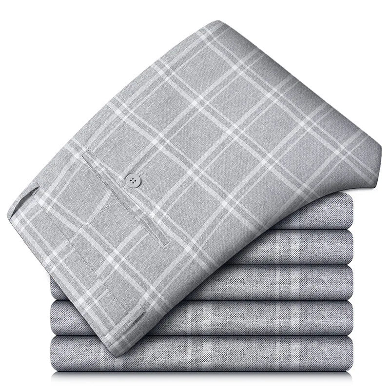 Elegant checked stretch trousers for men