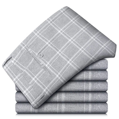 Elegant checked stretch trousers for men