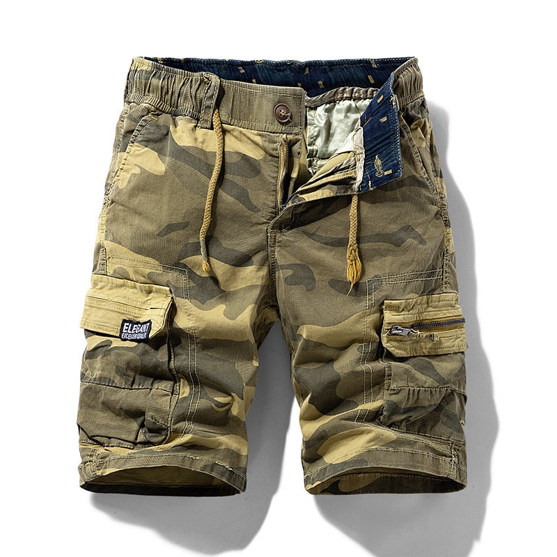 Men's Camo Cotton Cargo Shorts - Alessio