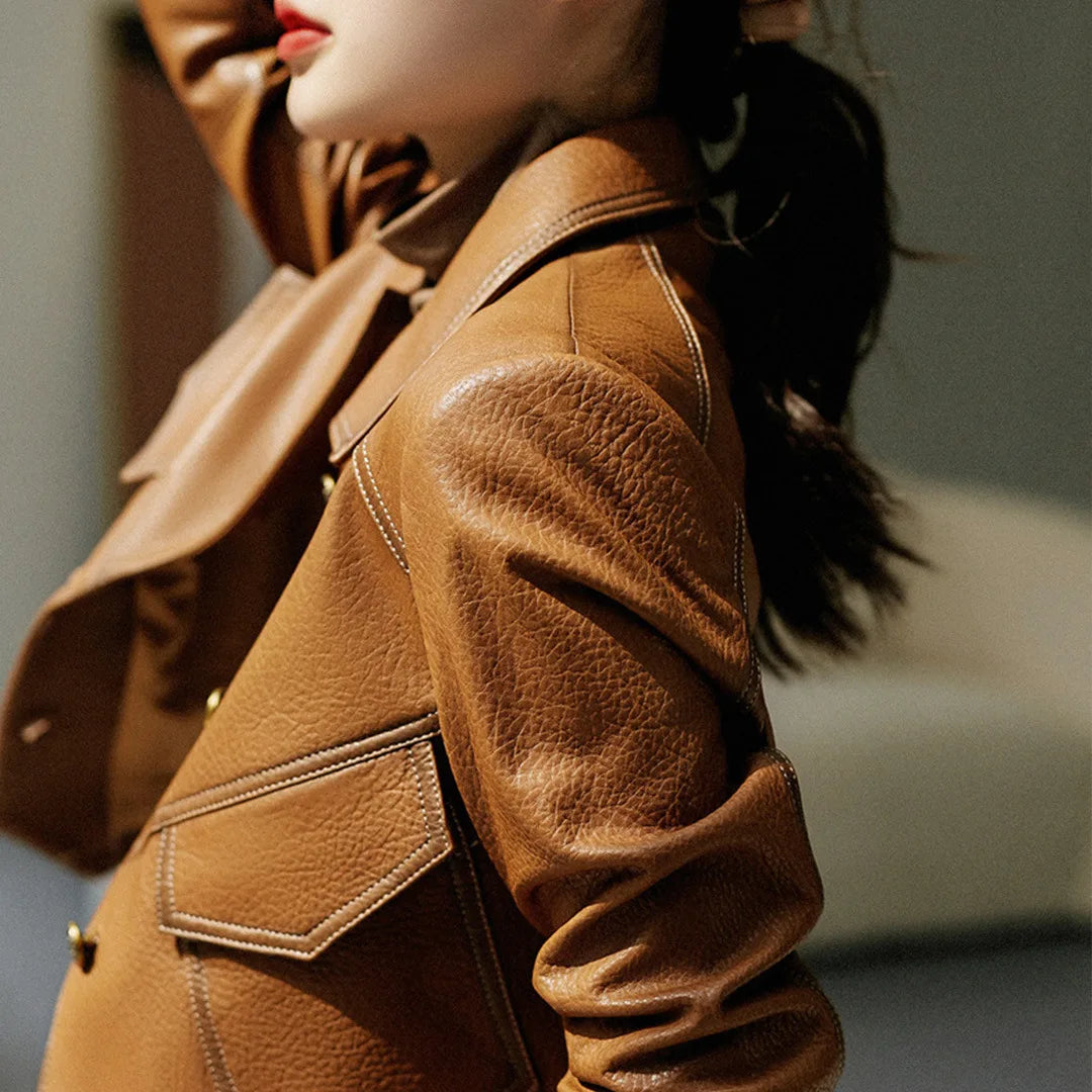 Elegant leather jacket - Silvana