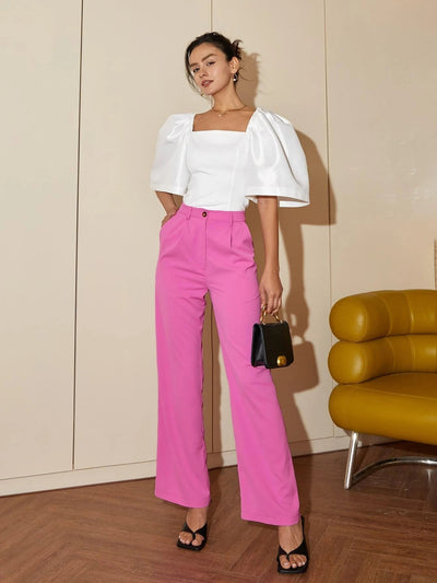 Johanna - Retro Lantern Sleeve Square Collar Elegant Top