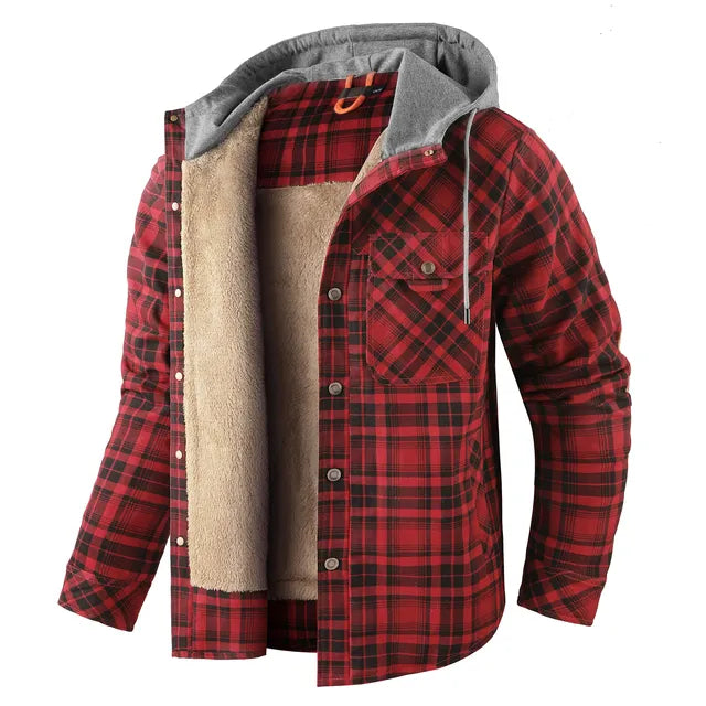 Men's Checked Hooded Flannel Overshirt - Lewis
