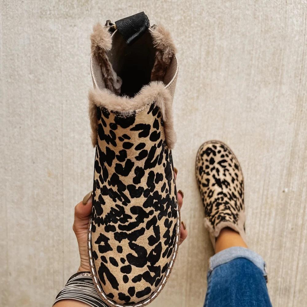 Elaine - Ladies Chelsea ankle boots with leopard print