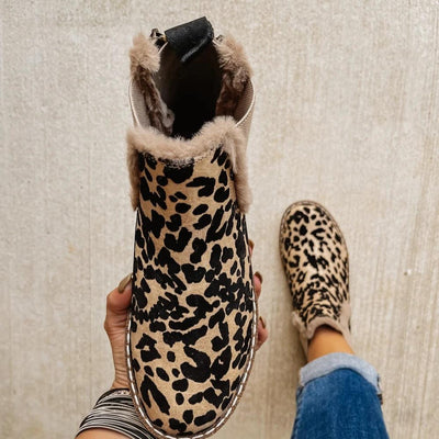 Elaine - Ladies Chelsea ankle boots with leopard print