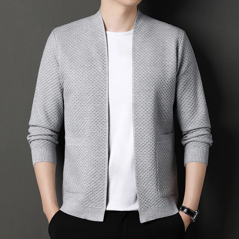 Cardigan - Men - Lightweight Open-Front Textured Knit - Liam