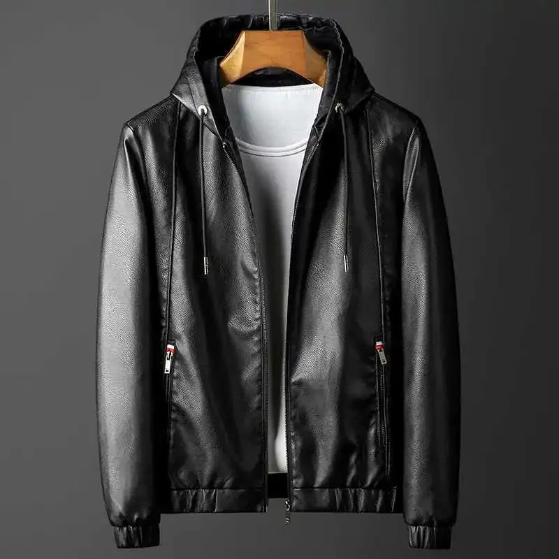 Leather jacket with hood - Aurelio