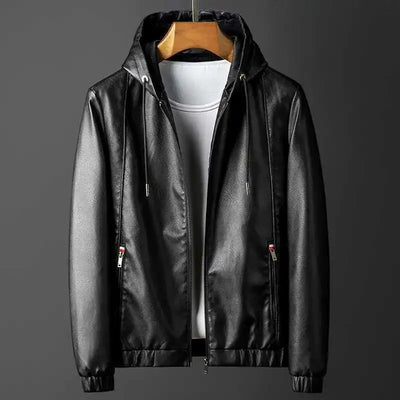 Leather jacket with hood - Aurelio