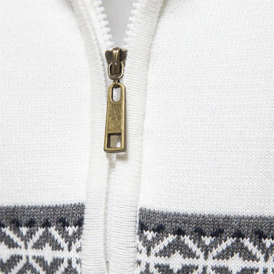 Knitted Jumper - Men - Nordic Pattern - Half Zip - Elias