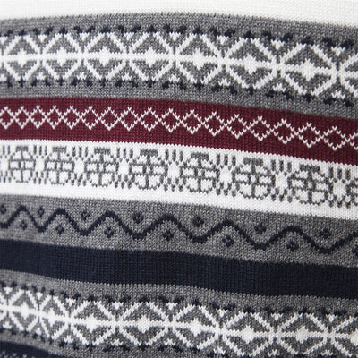 Knitted Jumper - Men - Nordic Pattern - Half Zip - Elias