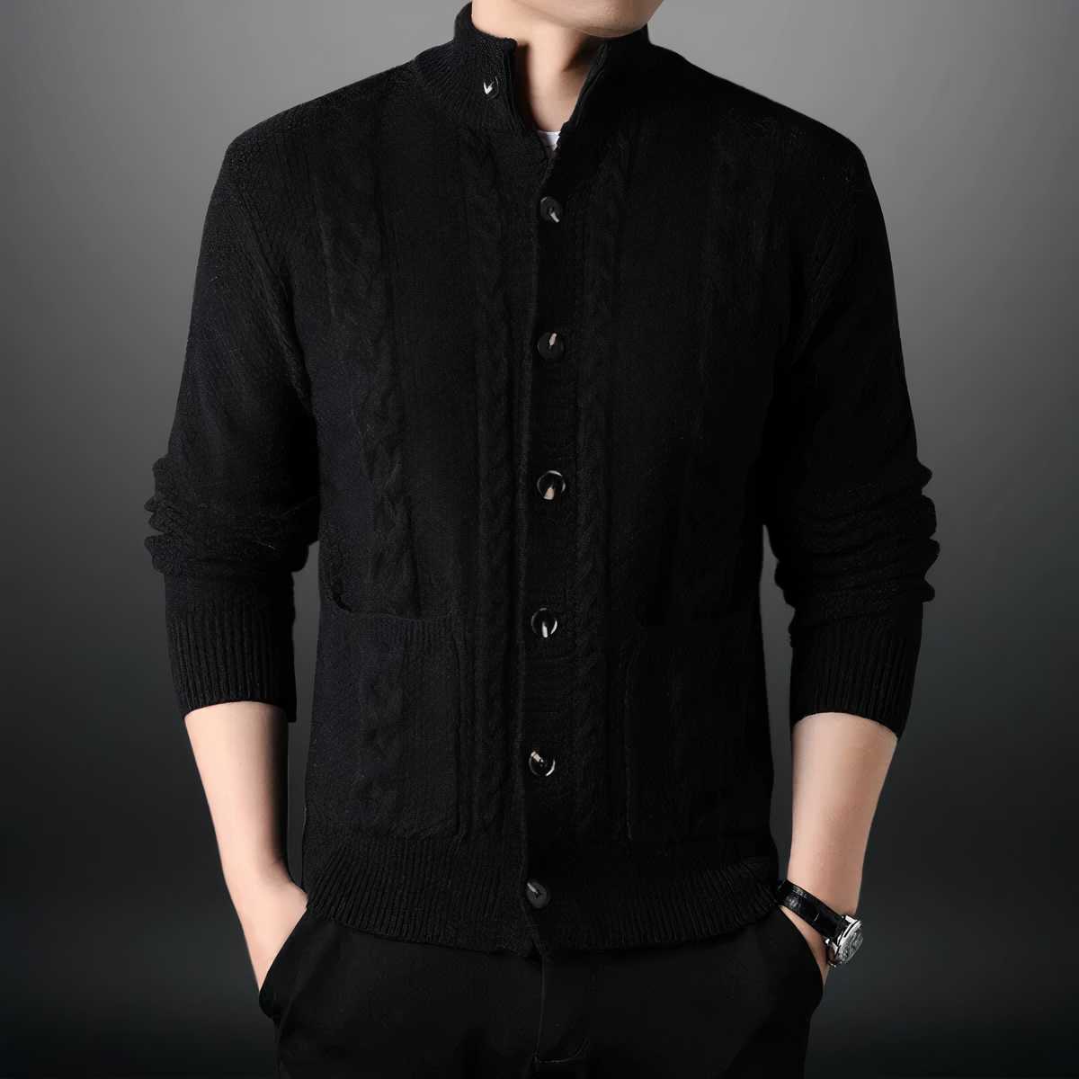 Men's Button Up Cable Knit Cardigan - Toby