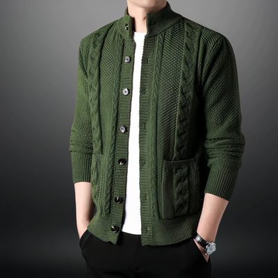 Men's Button Up Cable Knit Cardigan - Toby