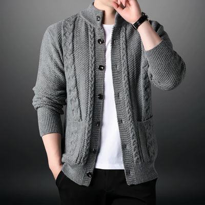 Men's Button Up Cable Knit Cardigan - Toby
