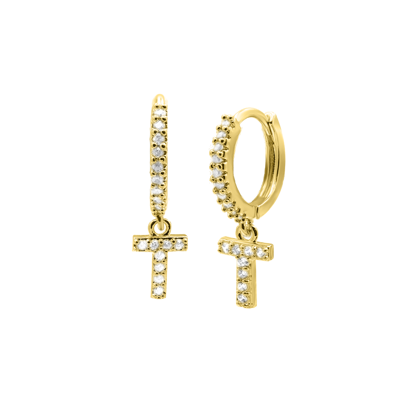 Shiny Letter earrings 18K gold-plated