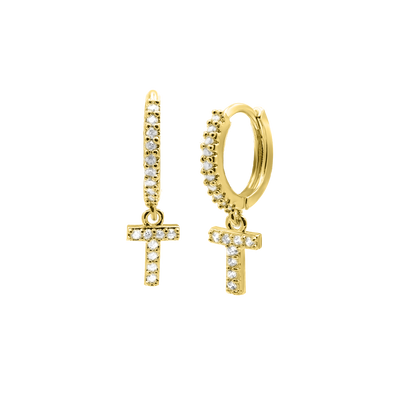 Shiny Letter earrings 18K gold-plated