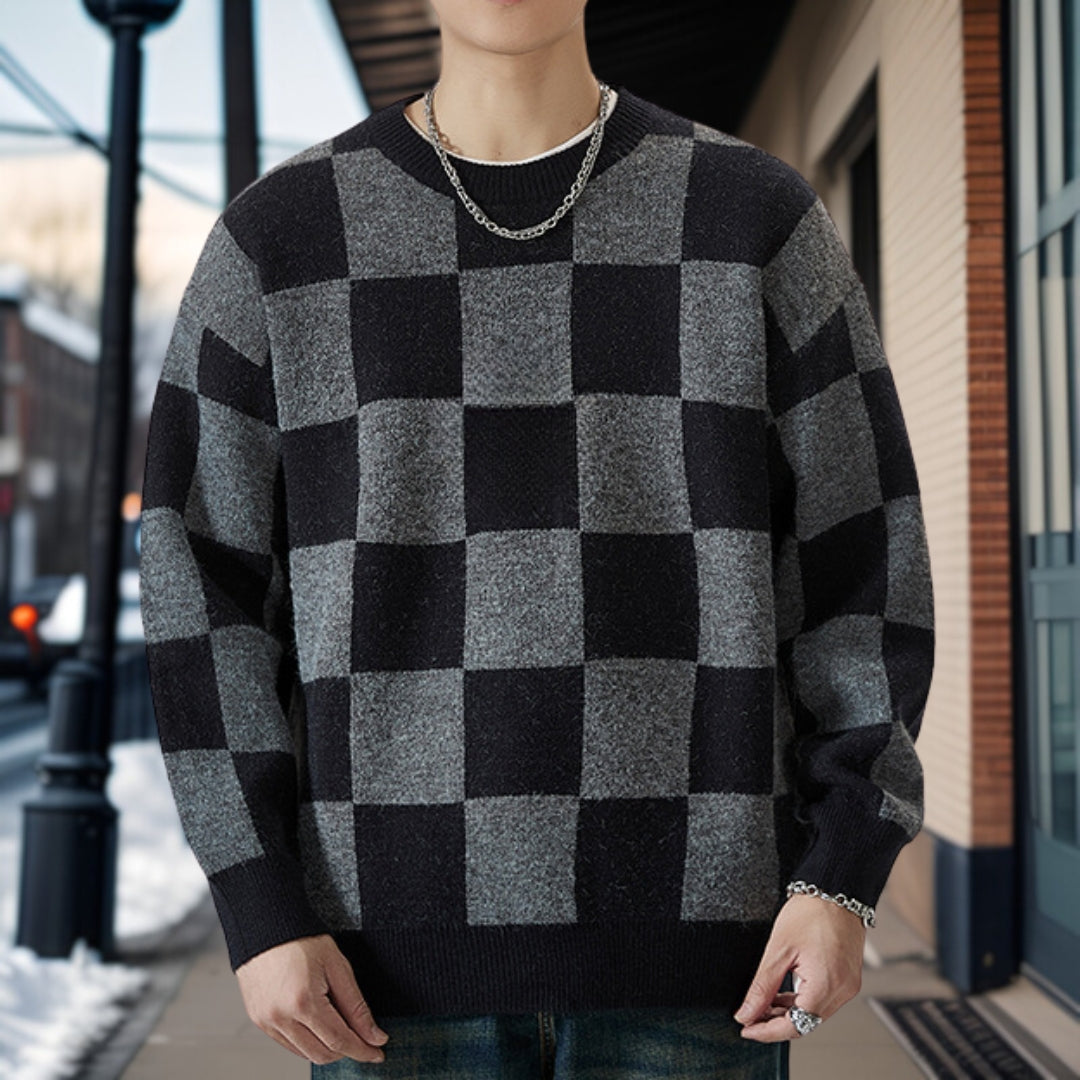 Jeffrey - Knitted jumper with checked pattern