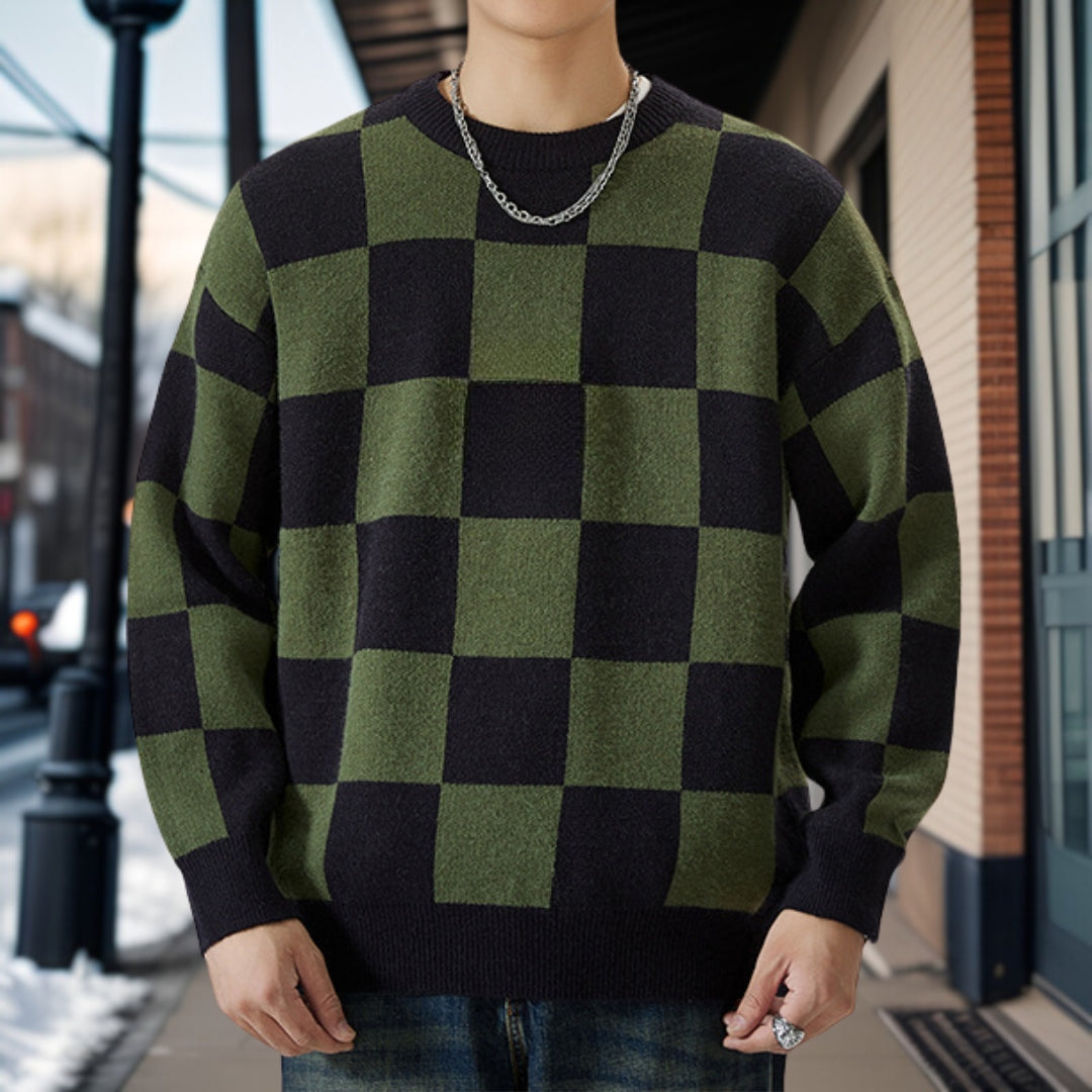 Jeffrey - Knitted jumper with checked pattern