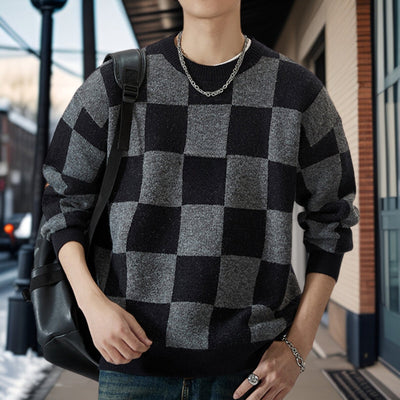 Jeffrey - Knitted jumper with checked pattern