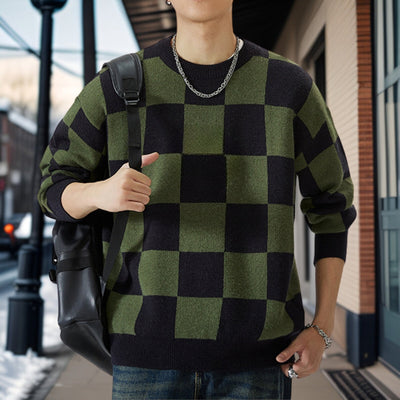 Jeffrey - Knitted jumper with checked pattern