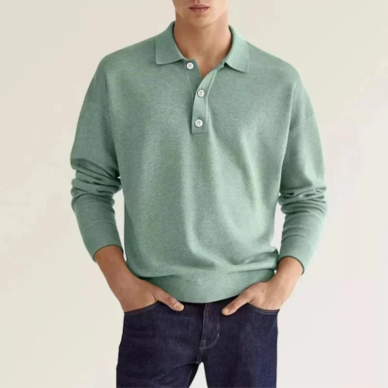 Classic long-sleeved polo shirt for men