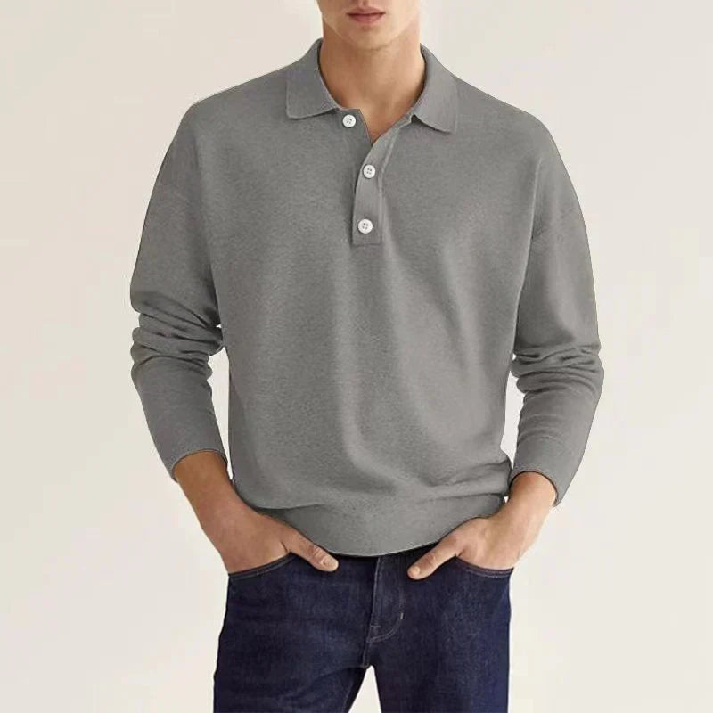 Classic long-sleeved polo shirt for men