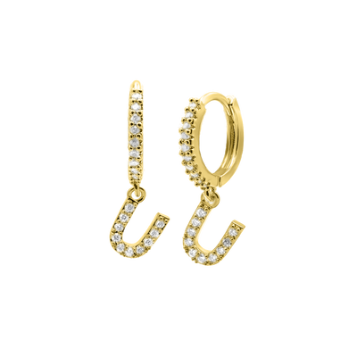 Shiny Letter earrings 18K gold-plated