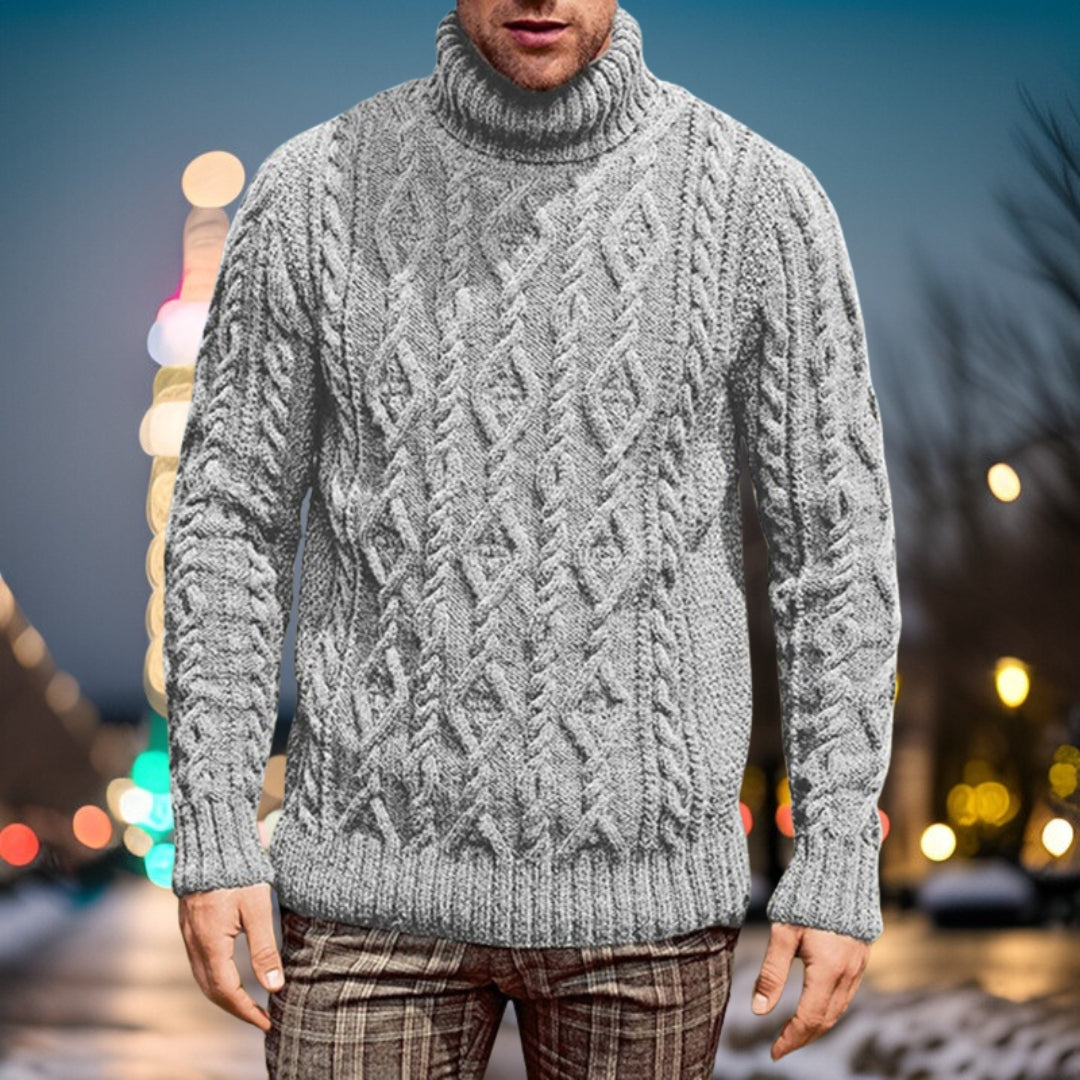Uwe - Stylish wool collar knitted jumper