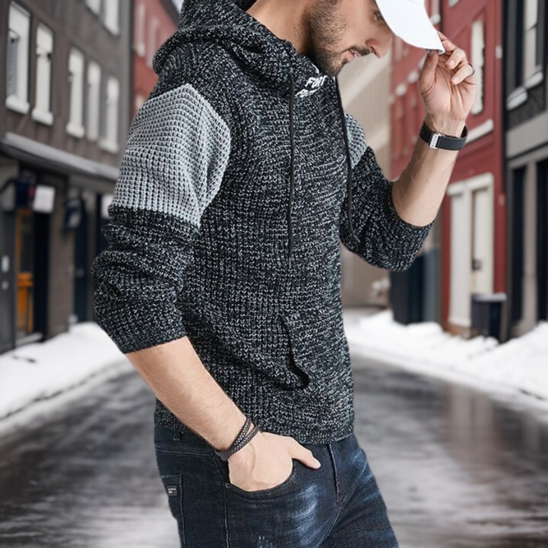 Doitforthefuture - Stylish warm hooded knit jumper