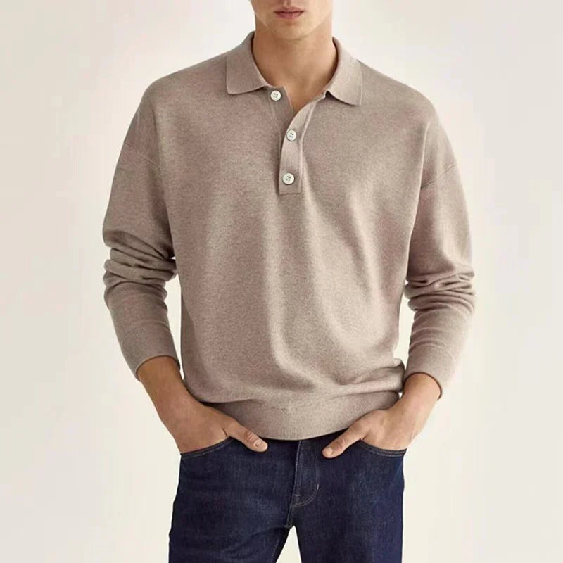 Classic long-sleeved polo shirt for men