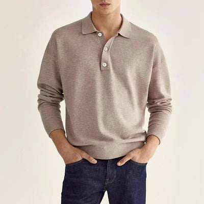 Classic long-sleeved polo shirt for men