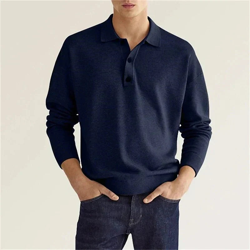 Classic long-sleeved polo shirt for men